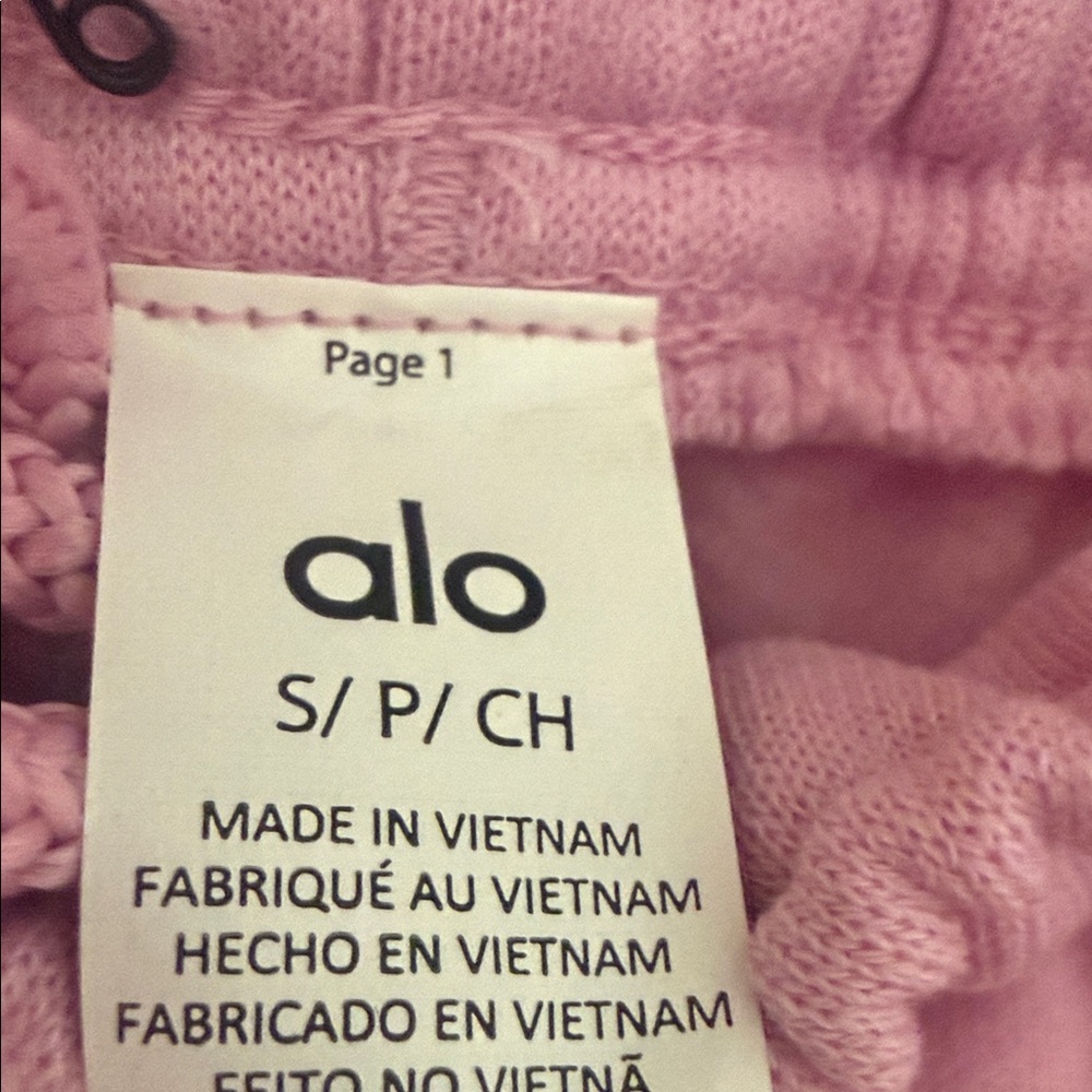 Alo Candy Heart Pink Sweats Set - Crop Crew & Straight Leg - Picture 5 of 9